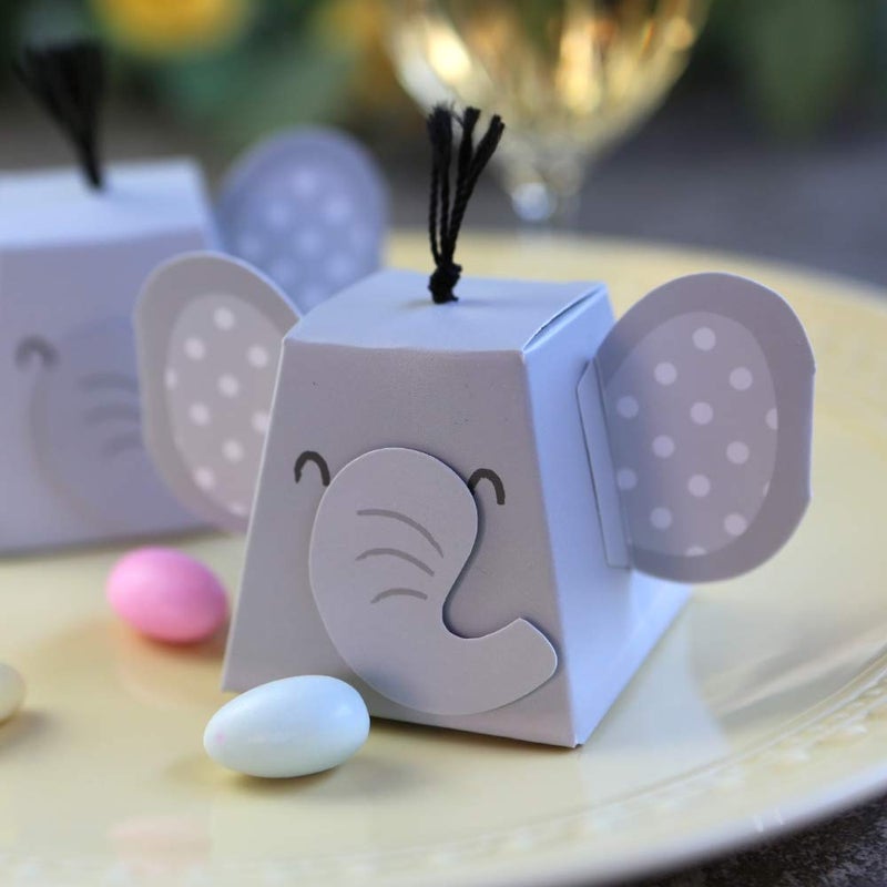 Kate Aspen Adorable Elephant Favor Box (Set of 12), One Size, Grey & Black - Image 5
